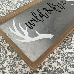 Wild & Free Galvanized Metal & Wood Wall Art, NEW